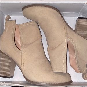 Nude suede booties